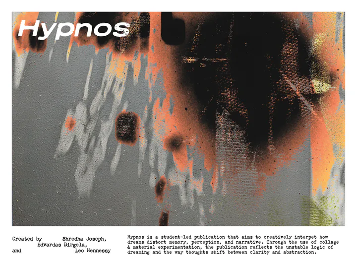 Hypnos editorial spread with collage artwork